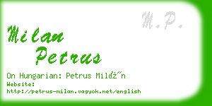 milan petrus business card